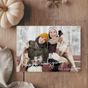 Moderne Handschrift Happy Thanksgiving Foto Feiertagskarte
