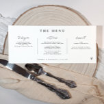 Moderne Handschrift Herz Horizontal Hochzeit Menükarte<br><div class="desc">Diese einzigartigen horizontalen Hochzeitsmenüs verfügen über ein modernes Schriftzeichen in einem einfachen Schwarz-Weiß-Design. Personalisiert mit den Namen der Paare und dem Hochzeitstag fügen sie Ihrem Empfang eine stilvolle und zeitgemäße Touch hinzu,  die Eleganz mit einem personalisierten Flair für Ihren besonderen Tag verbindet.</div>
