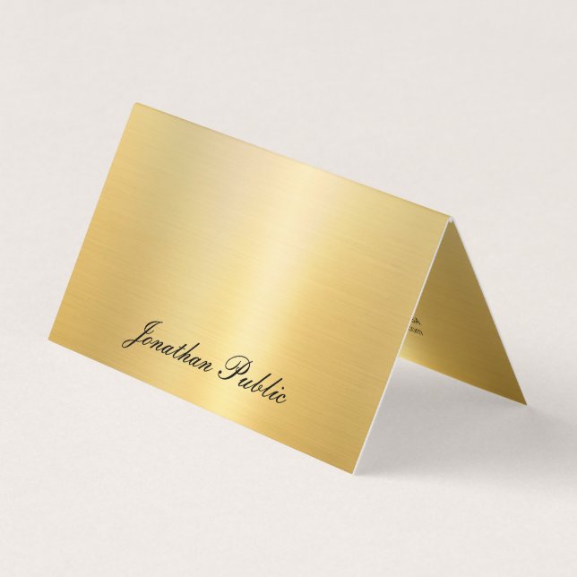 Moderne Handschrift Name Gold Elegante Vorlage Visitenkarten (Vorderseite)