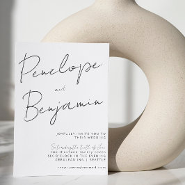 Moderne Handschrift Schwarz-weiß Hochzeit Einladung