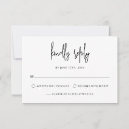 Moderne Handschrift Schwarz-weiße Hochzeit RSVP Karte