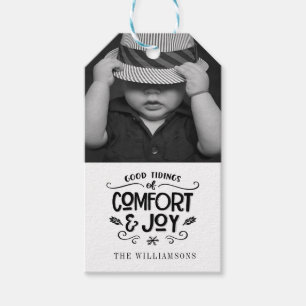 Moderne Handschrift   Schwarz-weißes Foto Aufklebe Geschenkanhänger