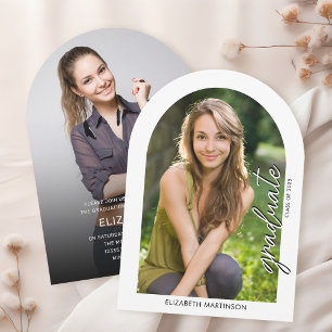 Moderne Handschrift-Skript-Foto-Bogen-Abschluss Einladung