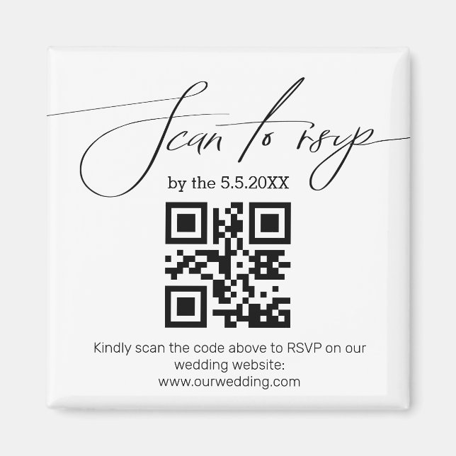 moderne Handschrift uAwg qr Code Hochzeit Magnet (Vorne)