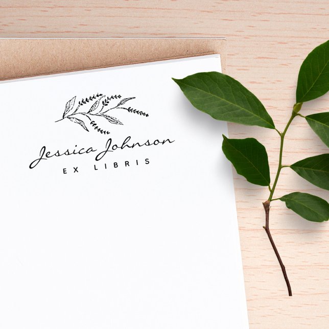 Moderne Handschriftenlavender Custom Ex Libris Boo Gummistempel (Modern Handwriting Lavender Custom Ex Libris Books Rubber Stamp)