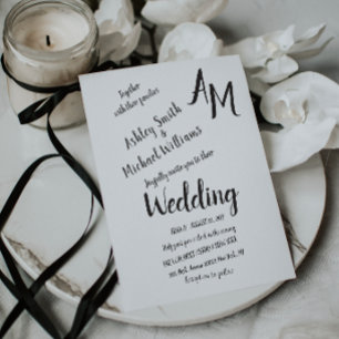 Moderne handschriftliche einfache schwarze und wei einladung