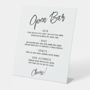 Moderne Handwriting-Header Einfaches Open Bar Menu Sockelschild