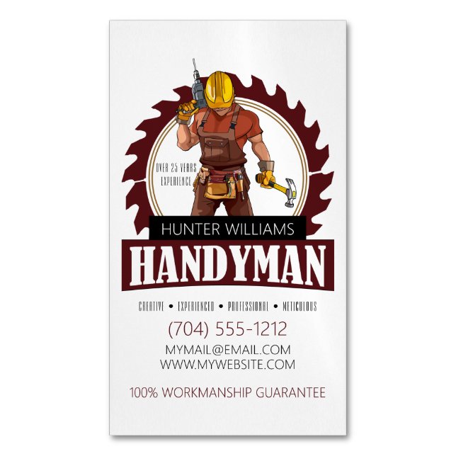 Moderne Handyman Maintenance Contractor Tools Magnetische Visitenkarte (Vorderseite Vertikal)