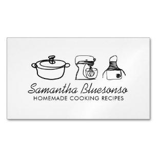 Moderne Handzeichnung hausgemachtes Essen Kochen B Magnetische Visitenkarte