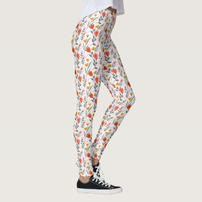 Moderne Handzeichnung - Tulips Leggings (Rechts)