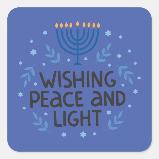 Moderne Hanukkah Menorah Square Stickers (Vorderseite)