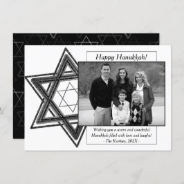Moderne Hanukkah Schwarz-weißer Star von David Fot Feiertagskarte