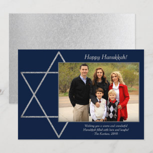 Moderne Hanukkah Silver Blue Star von David Foto Feiertagskarte