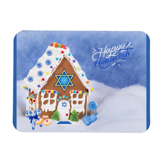 Moderne Hanukkah Star des David Gingerbread House Magnet (Horizontal)