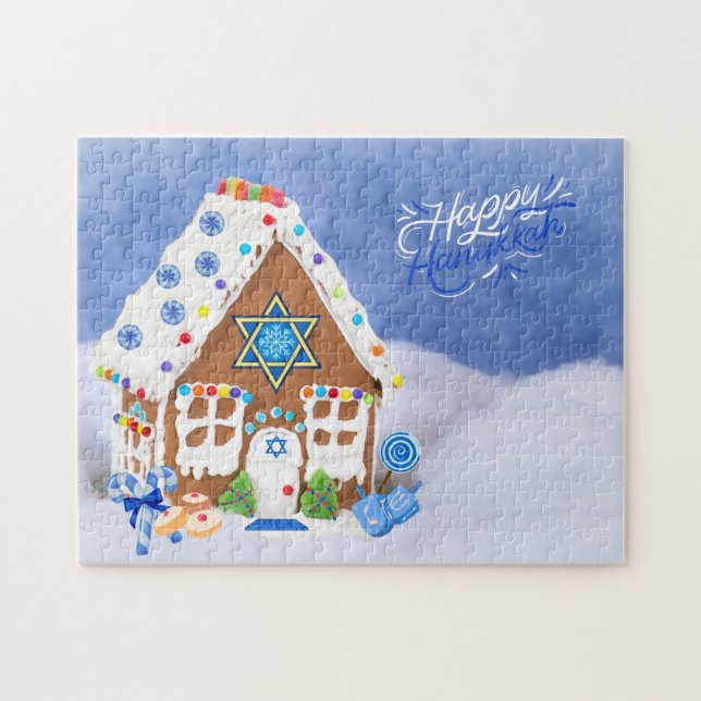 Moderne Hanukkah Star des David Gingerbread House Puzzle (Horizontal)