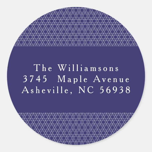 Moderne Hanukkah Star Lines Blue Rücksendeadresse Runder Aufkleber (Vorderseite)