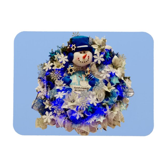 Moderne Hanukkah Star von David Snowman Wreath Magnet (Horizontal)