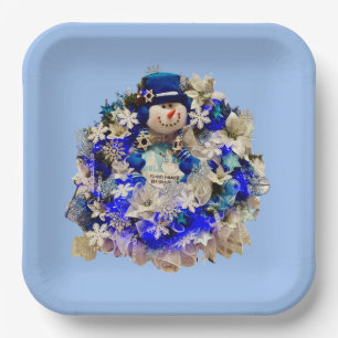 Moderne Hanukkah Star von David Snowman Wreath Pappteller