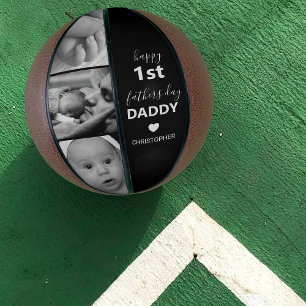 Moderne Happy 1st Fathers Day Fotocollage Basketball