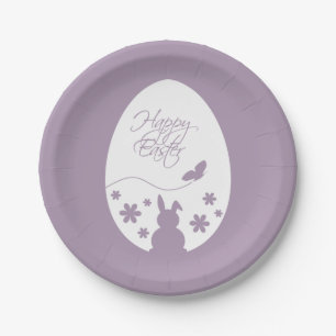 Moderne Happy Easter Pastel Lila Pappteller