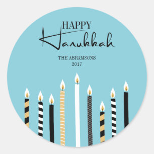 Moderne Happy Hanukkah Candles Holiday Sticker
