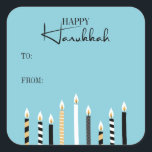 Moderne Happy Hanukkah Candles Holiday Sticker<br><div class="desc">Personalisieren Sie den benutzerdefinierten Text oben. Weitere Koordinationsgegenstände finden Sie in unserer Kollektion "Happy Hanukkah Candles".</div>