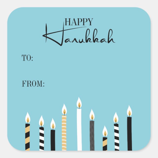 Moderne Happy Hanukkah Candles Holiday Sticker (Vorderseite)