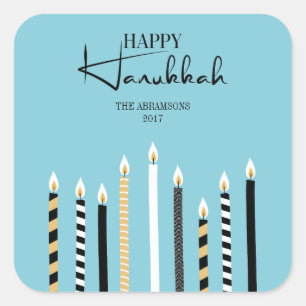 Moderne Happy Hanukkah Candles Holiday Sticker