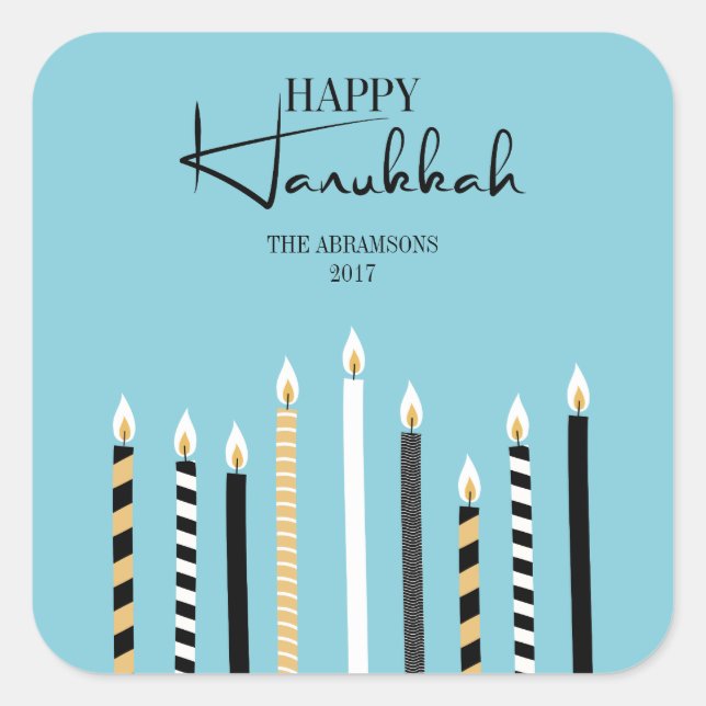Moderne Happy Hanukkah Candles Holiday Sticker (Vorderseite)
