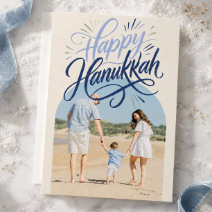 Moderne Happy Hanukkah Familienfoto Feiertagskarte