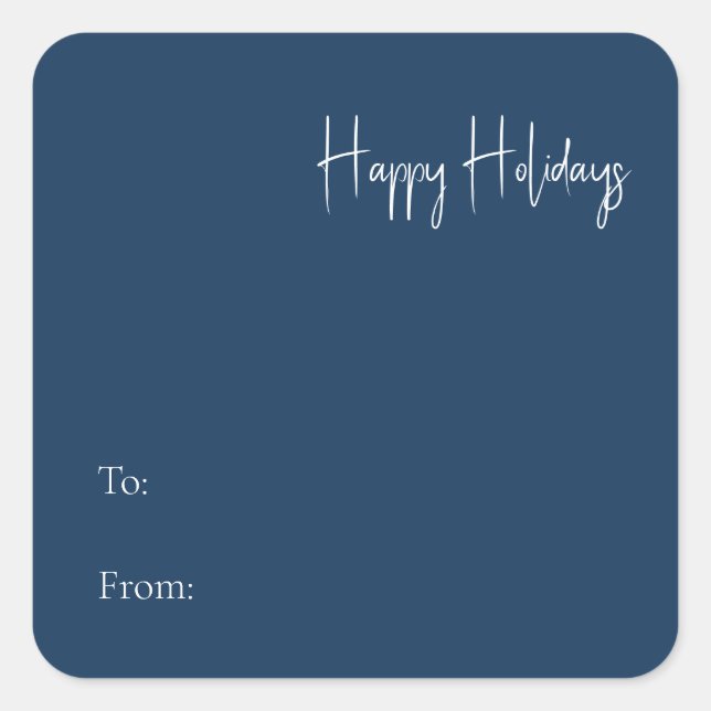 Moderne Happy Holidays Blue bis vom Square Sticker (Vorderseite)
