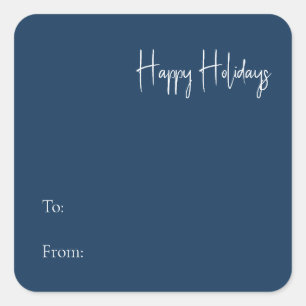 Moderne Happy Holidays Blue bis vom Square Sticker