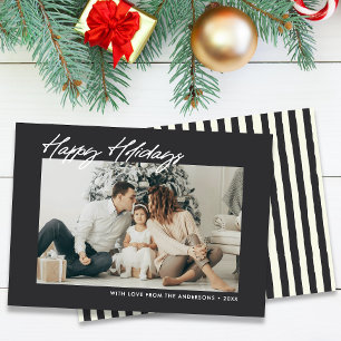Moderne Happy Holidays Custom Message & Foto Feiertagskarte