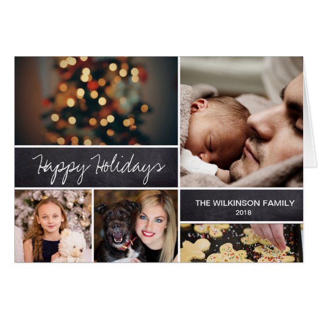 Moderne Happy Holidays Family Foto Collage (Vorderseite (Horizontal))