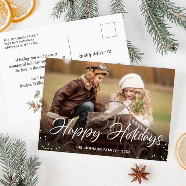 Moderne Happy Holidays FOTO Weihnachtsgrüße Pos Postkarte (Von Creator hochgeladen)