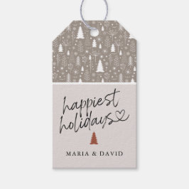 Moderne Happy Holidays Kalligraphie Personalisiert Geschenkanhänger