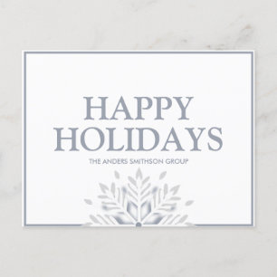Moderne Happy Holidays Snowflake Business White Postkarte