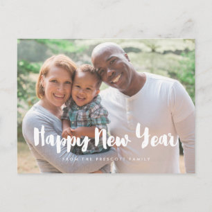 Moderne Happy New Year Familienfoto Postkarte