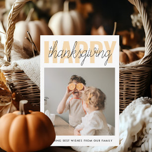 Moderne Happy-Thanksgiving-Familienfoto Einladung