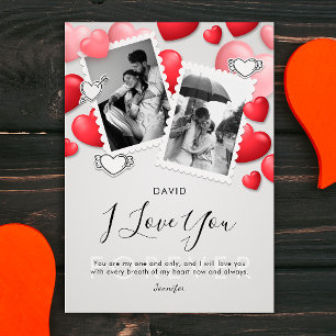Moderne Happy Valentines Day Foto Dankeskarte