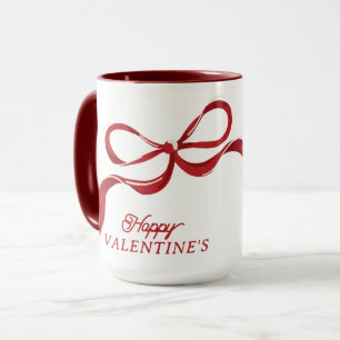 Moderne Happy Valentinstag Retro Rote Schleifen Ge Tasse