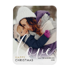 Moderne Happy Weihnachts Foto Script Liebe Chic Magnet
