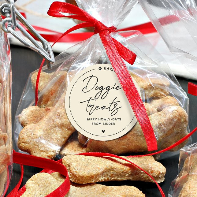 Moderne, hausgemachte Doggie-Leckereien Runder Aufkleber (Modern Homemade Doggie Treats Classic Round Sticker)