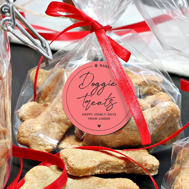 Moderne, hausgemachte Doggie-Leckereien Runder Aufkleber (Modern Homemade Doggie Treats Classic Round Sticker)