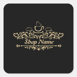 Moderne, hausgemachte Kaffeebäckerei - kundenspezi Quadratischer Aufkleber