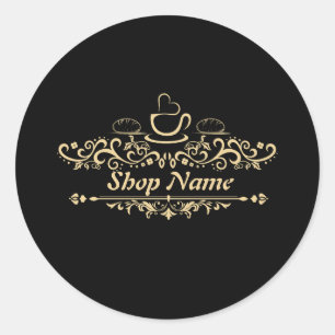 Moderne, hausgemachte Kaffeebäckerei - kundenspezi Runder Aufkleber