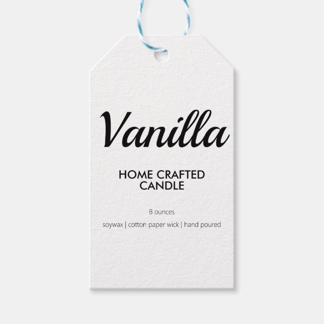 Moderne, hausgemachte, schwarz-weiße Kerze Geschenkanhänger (Vorderseite)