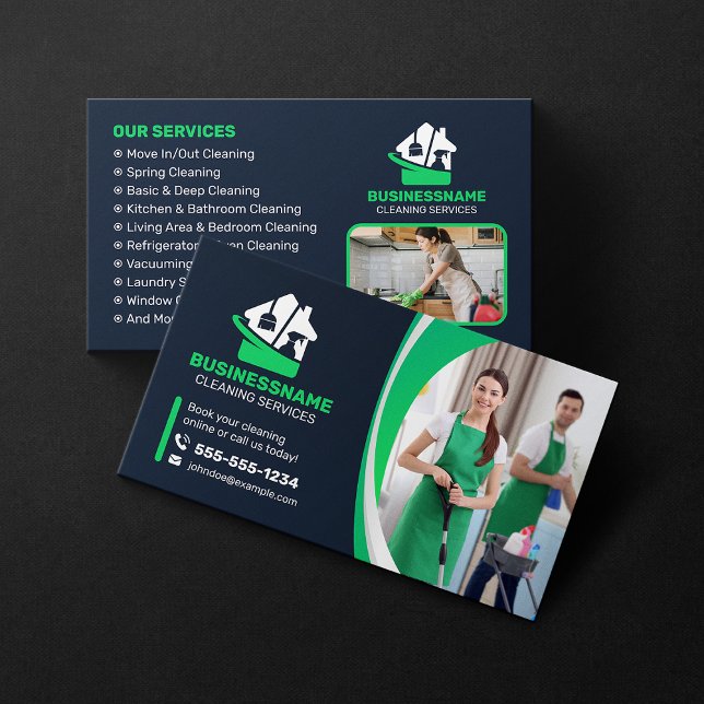 Moderne Haushaltshilfe Reinigung Haus Janitorial Visitenkarte (Von Creator hochgeladen)