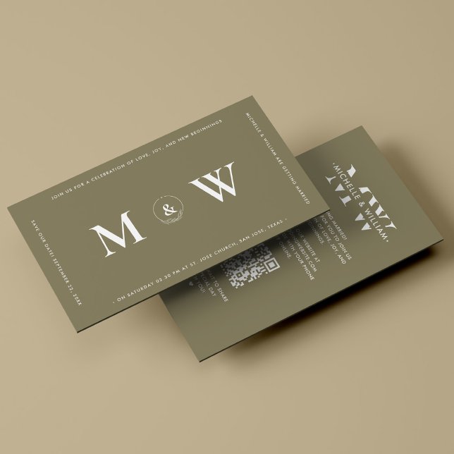 Moderne Haushaltshochzeiten retten das Datum Taupe Begleitkarte (Modern Monogram Wedding Save The Date Taupe Enclosure Card
)