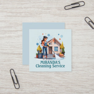 Moderne Hausreinigung Haushälterin Service Hausrei Quadratische Visitenkarte